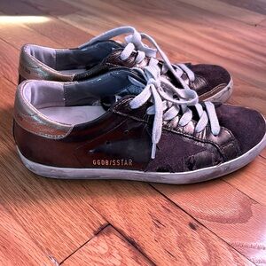 Golden Goose Bronze and Silver Sneakers